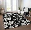 Piper Looms Chantille Floral ACN1032 Black Machine Washable Area Rug Lifestyle Image Feature