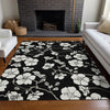 Piper Looms Chantille Floral ACN1032 Black Machine Washable Area Rug Lifestyle Image Feature
