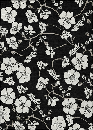 Piper Looms Chantille Floral ACN1032 Black Machine Washable Area Rug main image