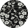 Piper Looms Chantille Floral ACN1032 Black Machine Washable Area Rug Round Main Image