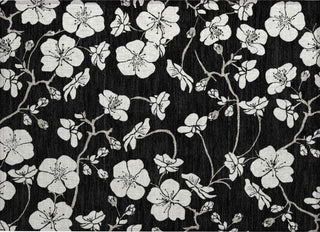 Piper Looms Chantille Floral ACN1032 Black Machine Washable Area Rug Scatter Main Image