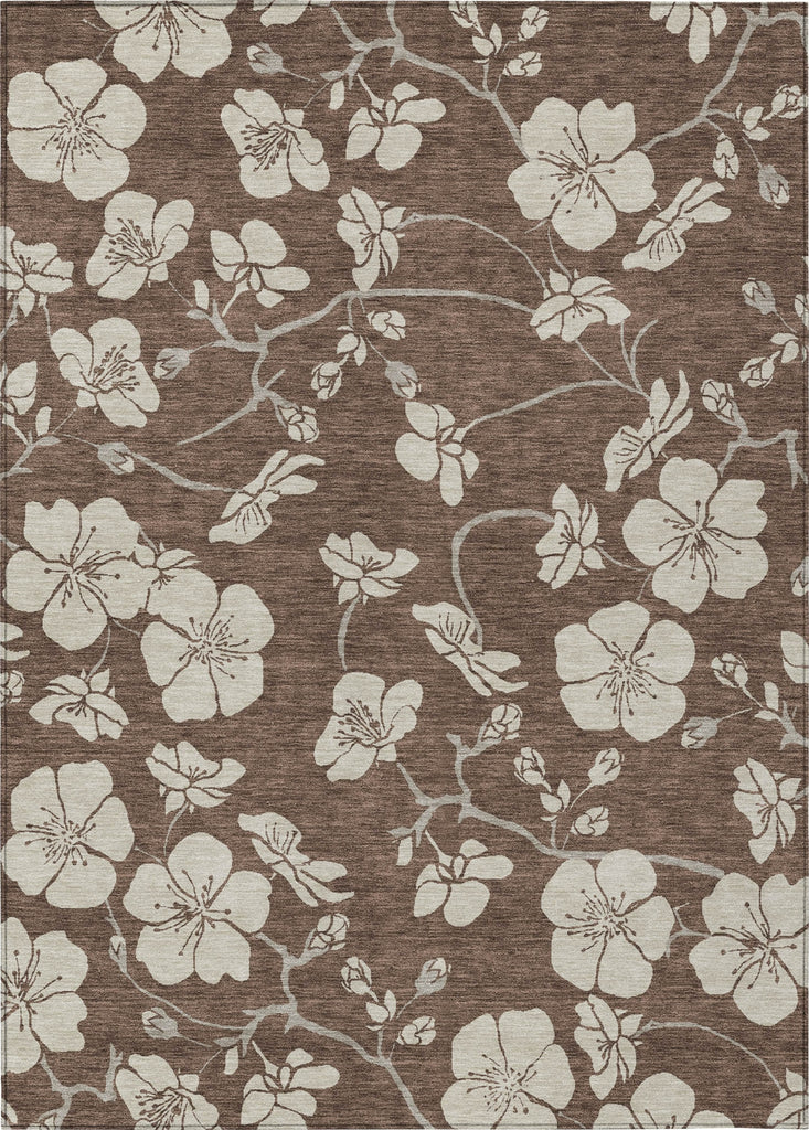Piper Looms Chantille Floral ACN1032 Brown Machine Washable Area Rug main image