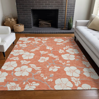 Piper Looms Chantille Floral ACN1032 Coral Machine Washable Area Rug Lifestyle Image Feature