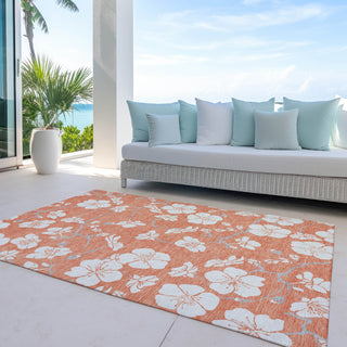 Piper Looms Chantille Floral ACN1032 Coral Machine Washable Area Rug Outdoor Lifestyle Image Feature