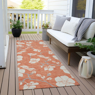 Piper Looms Chantille Floral ACN1032 Coral Machine Washable Area Rug Runner Outdoor Lifestyle Image Feature