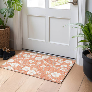 Piper Looms Chantille Floral ACN1032 Coral Machine Washable Area Rug Scatter Lifestyle Image Feature