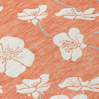 Piper Looms Chantille Floral ACN1032 Coral Machine Washable Area Rug Swatch Image