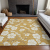 Piper Looms Chantille Floral ACN1032 Gold Machine Washable Area Rug Lifestyle Image Feature