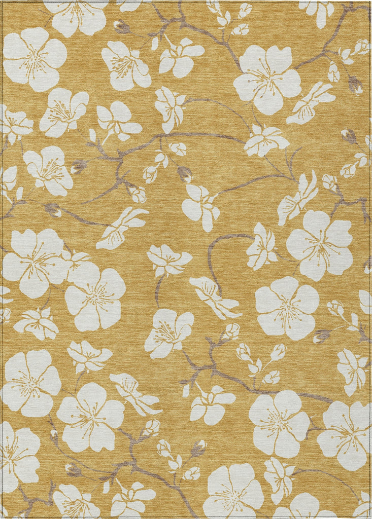 Piper Looms Chantille Floral ACN1032 Gold Machine Washable Area Rug main image