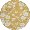 Piper Looms Chantille Floral ACN1032 Gold Machine Washable Area Rug Round Main Image