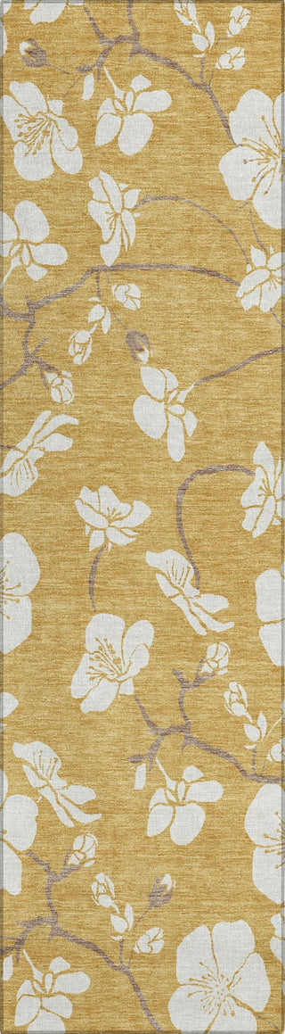 Piper Looms Chantille Floral ACN1032 Gold Machine Washable Area Rug Runner Main Image