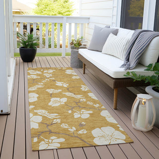 Piper Looms Chantille Floral ACN1032 Gold Machine Washable Area Rug Runner Outdoor Lifestyle Image Feature