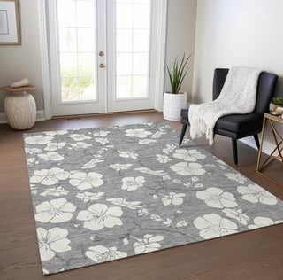 Piper Looms Chantille Floral ACN1032 Gray Machine Washable Area Rug Lifestyle Image Feature