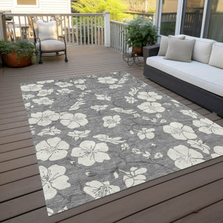Piper Looms Chantille Floral ACN1032 Gray Machine Washable Area Rug Outdoor Lifestyle Image Feature
