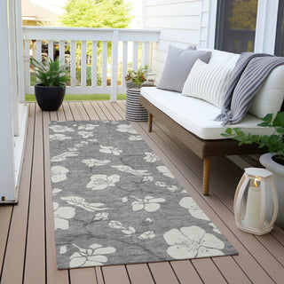 Piper Looms Chantille Floral ACN1032 Gray Machine Washable Area Rug Runner Outdoor Lifestyle Image Feature
