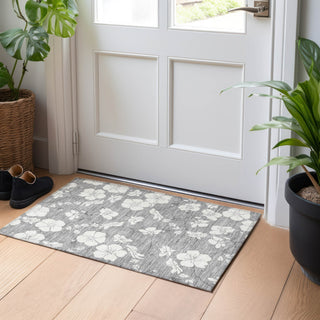 Piper Looms Chantille Floral ACN1032 Gray Machine Washable Area Rug Scatter Lifestyle Image Feature