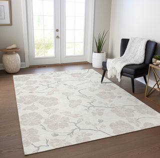 Piper Looms Chantille Floral ACN1032 Ivory Machine Washable Area Rug Lifestyle Image Feature