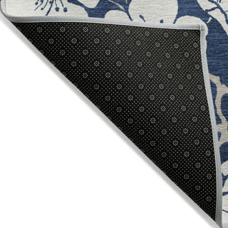 Piper Looms Chantille Floral ACN1032 Navy Machine Washable Area Rug Backing Image