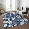 Piper Looms Chantille Floral ACN1032 Navy Machine Washable Area Rug Lifestyle Image Feature