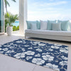 Piper Looms Chantille Floral ACN1032 Navy Machine Washable Area Rug Outdoor Lifestyle Image Feature