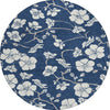 Piper Looms Chantille Floral ACN1032 Navy Machine Washable Area Rug Round Main Image