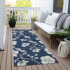 Piper Looms Chantille Floral ACN1032 Navy Machine Washable Area Rug Runner Outdoor Lifestyle Image Feature
