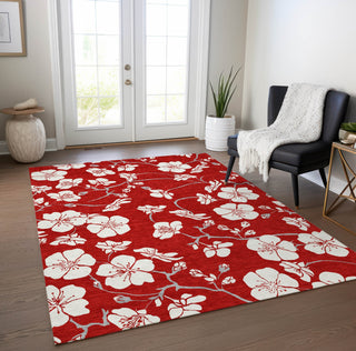 Piper Looms Chantille Floral ACN1032 Red Machine Washable Area Rug Lifestyle Image Feature