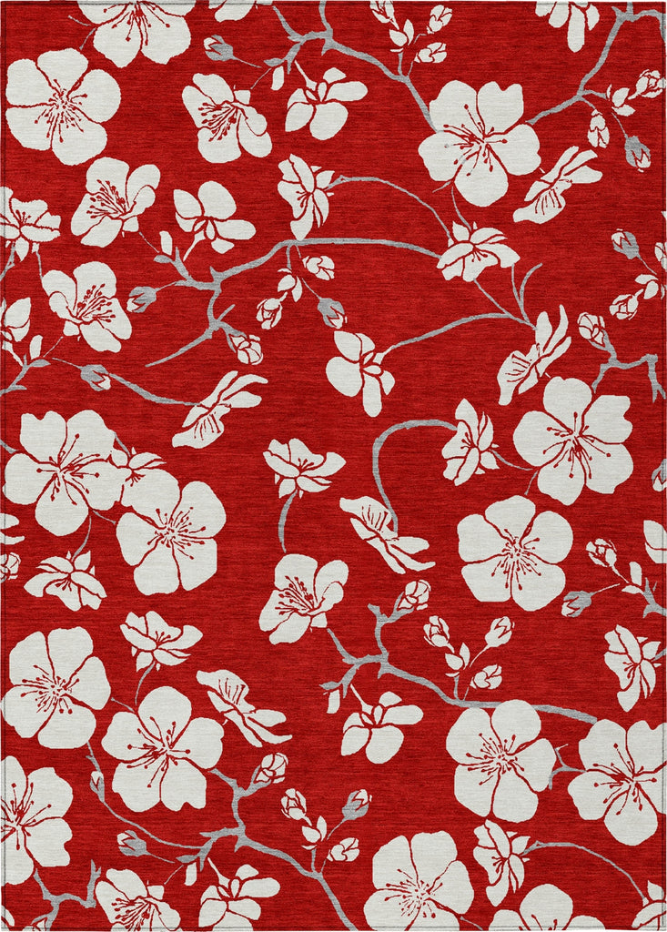 Piper Looms Chantille Floral ACN1032 Red Machine Washable Area Rug main image