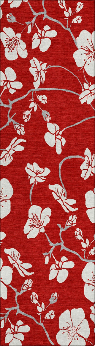 Piper Looms Chantille Floral ACN1032 Red Machine Washable Area Rug Runner Main Image