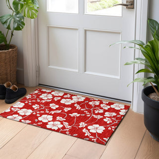 Piper Looms Chantille Floral ACN1032 Red Machine Washable Area Rug Scatter Lifestyle Image Feature