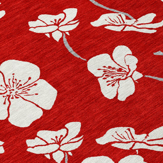 Piper Looms Chantille Floral ACN1032 Red Machine Washable Area Rug Swatch Image