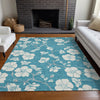 Piper Looms Chantille Floral ACN1032 Turquoise Machine Washable Area Rug Lifestyle Image Feature