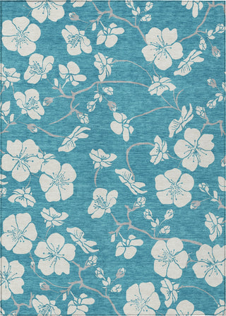 Piper Looms Chantille Floral ACN1032 Turquoise Machine Washable Area Rug main image