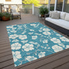 Piper Looms Chantille Floral ACN1032 Turquoise Machine Washable Area Rug Outdoor Lifestyle Image Feature