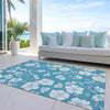 Piper Looms Chantille Floral ACN1032 Turquoise Machine Washable Area Rug Outdoor Lifestyle Image Feature