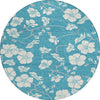 Piper Looms Chantille Floral ACN1032 Turquoise Machine Washable Area Rug Round Main Image