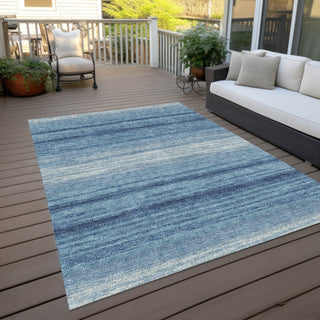 Piper Looms Chantille Stripes ACN1033 Blue Machine Washable Area Rug Outdoor Lifestyle Image Feature