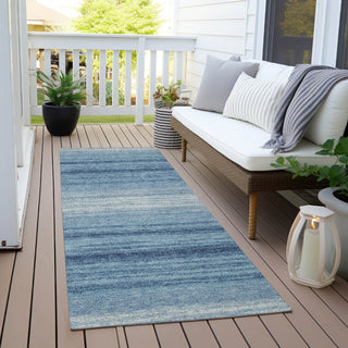 Piper Looms Chantille Stripes ACN1033 Blue Machine Washable Area Rug Runner Outdoor Lifestyle Image Feature