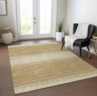 Piper Looms Chantille Stripes ACN1033 Gold Machine Washable Area Rug Lifestyle Image Feature
