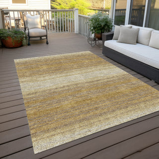 Piper Looms Chantille Stripes ACN1033 Gold Machine Washable Area Rug Outdoor Lifestyle Image Feature