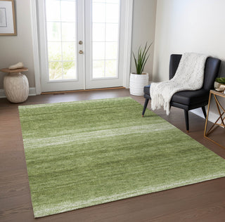 Piper Looms Chantille Stripes ACN1033 Green Machine Washable Area Rug Lifestyle Image Feature