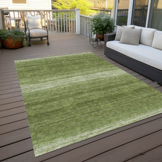 Piper Looms Chantille Stripes ACN1033 Green Machine Washable Area Rug Outdoor Lifestyle Image Feature