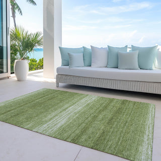 Piper Looms Chantille Stripes ACN1033 Green Machine Washable Area Rug Outdoor Lifestyle Image Feature