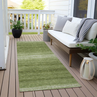 Piper Looms Chantille Stripes ACN1033 Green Machine Washable Area Rug Runner Outdoor Lifestyle Image Feature