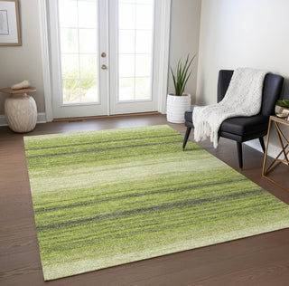Piper Looms Chantille Stripes ACN1033 Lime Machine Washable Area Rug Lifestyle Image Feature