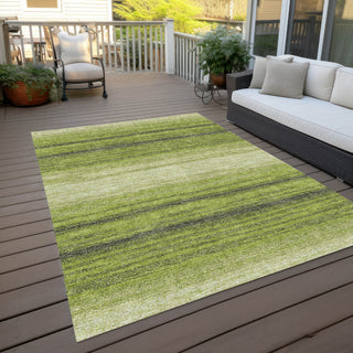 Piper Looms Chantille Stripes ACN1033 Lime Machine Washable Area Rug Outdoor Lifestyle Image Feature