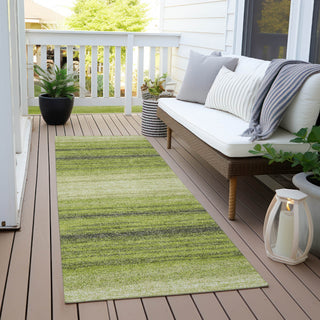 Piper Looms Chantille Stripes ACN1033 Lime Machine Washable Area Rug Runner Outdoor Lifestyle Image Feature