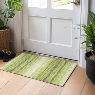 Piper Looms Chantille Stripes ACN1033 Lime Machine Washable Area Rug Scatter Lifestyle Image Feature