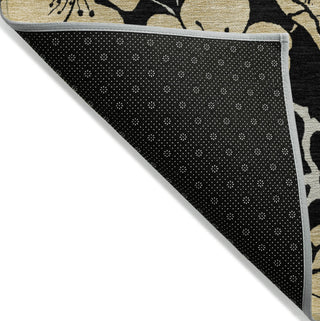 Piper Looms Chantille Floral ACN1034 Black Machine Washable Area Rug Backing Image