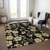 Piper Looms Chantille Floral ACN1034 Black Machine Washable Area Rug Lifestyle Image Feature